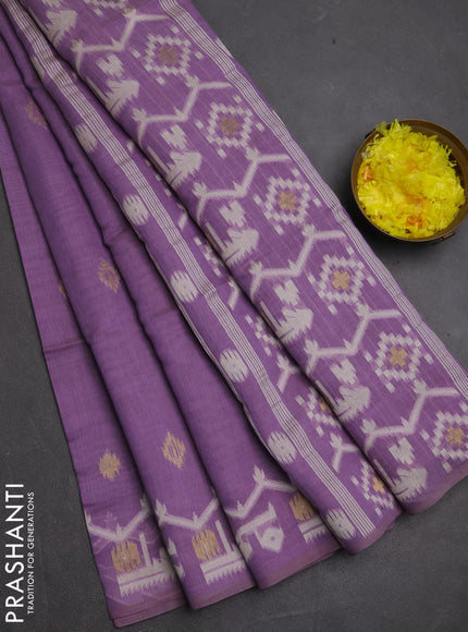 Jamdhani cotton saree lavender with allover thread & zari woven buttas and jamdhani pallu