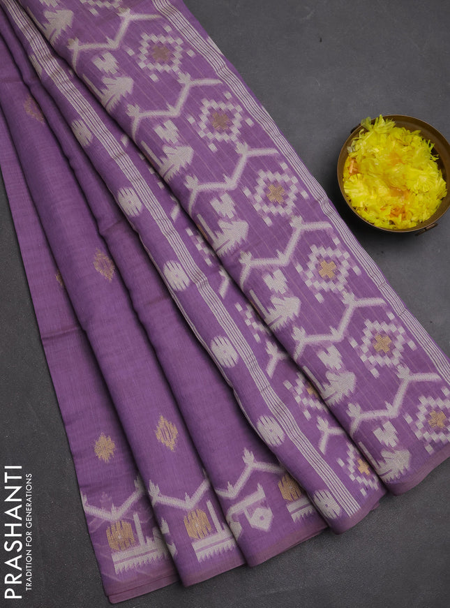 Jamdhani cotton saree lavender with allover thread & zari woven buttas and jamdhani pallu