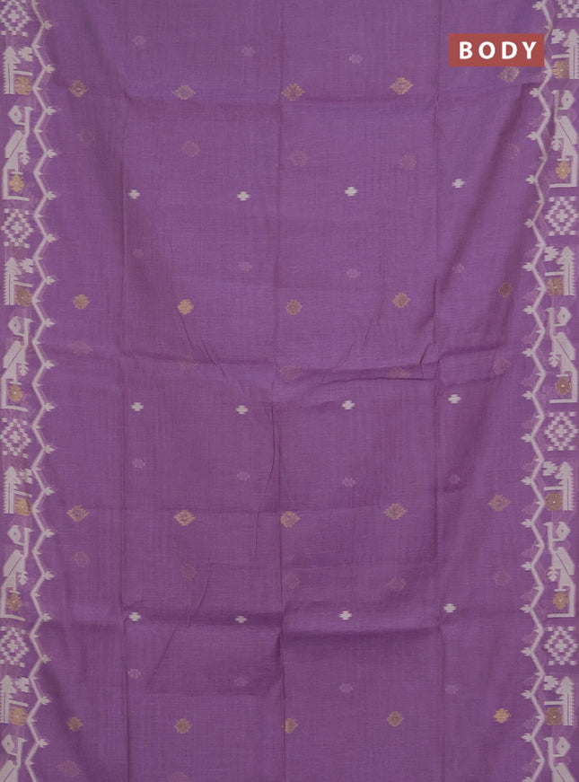 Jamdhani cotton saree lavender with allover thread & zari woven buttas and jamdhani pallu