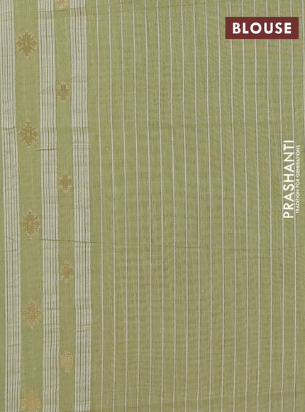 Jamdhani cotton saree pista green with allover thread & zari woven buttas and jamdhani pallu