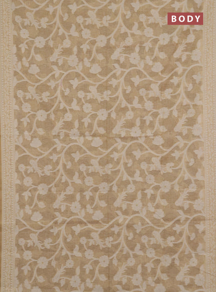 Jamdhani cotton saree beige with allover thread weaves and jamdhani pallu