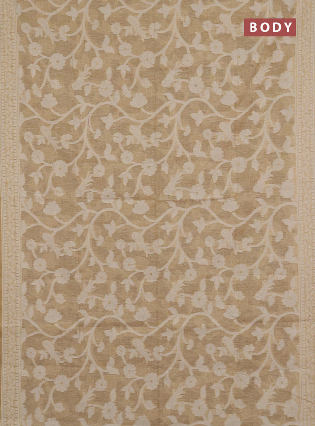 Jamdhani cotton saree beige with allover thread weaves and jamdhani pallu