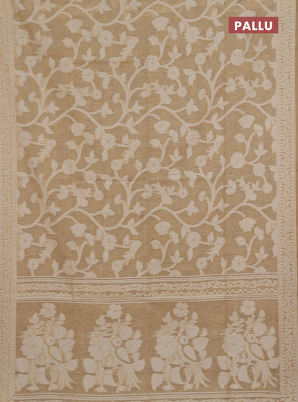 Jamdhani cotton saree beige with allover thread weaves and jamdhani pallu