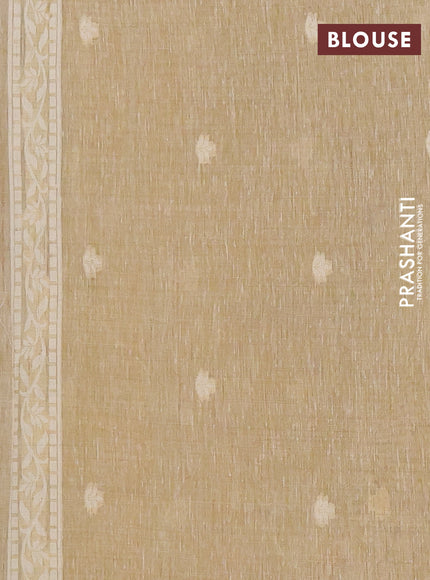 Jamdhani cotton saree beige with allover thread weaves and jamdhani pallu