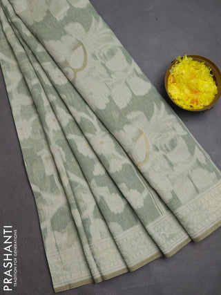 Jamdhani cotton saree pastel green with allover thread weaves and jamdhani pallu