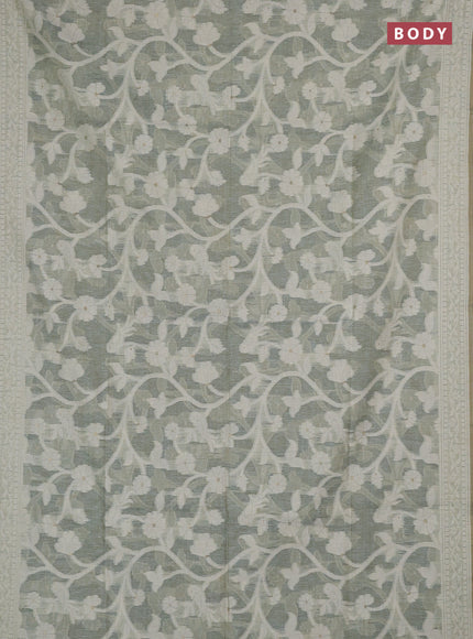 Jamdhani cotton saree pastel green with allover thread weaves and jamdhani pallu