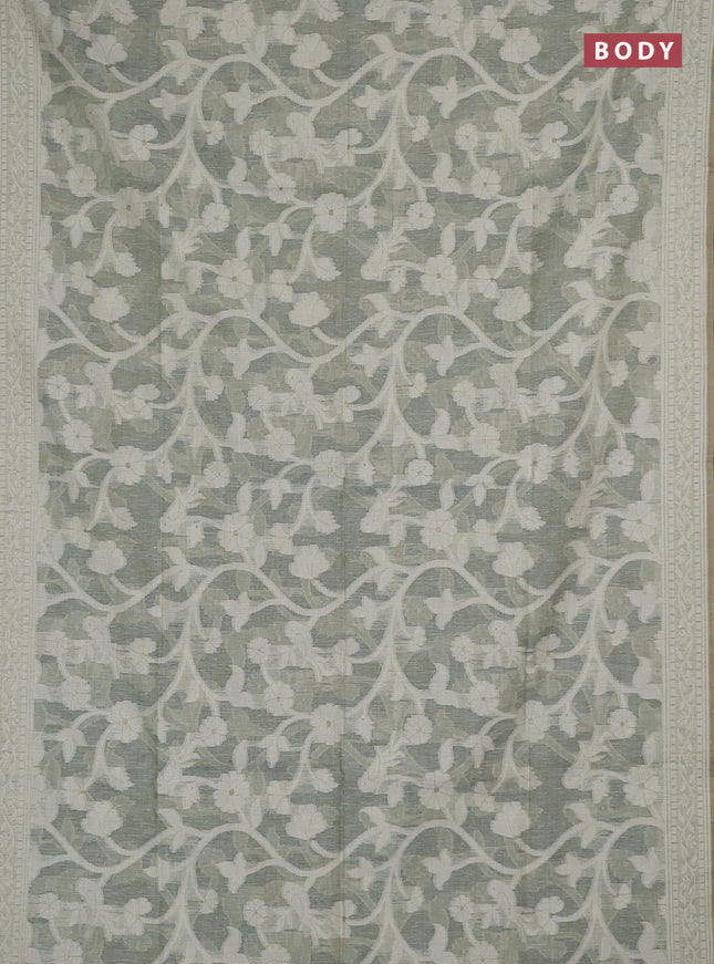 Jamdhani cotton saree pastel green with allover thread weaves and jamdhani pallu