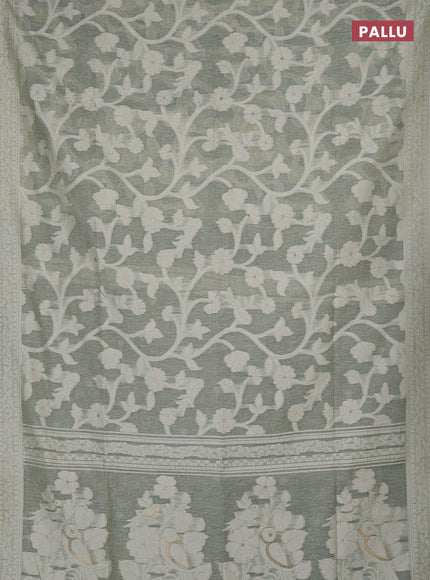 Jamdhani cotton saree pastel green with allover thread weaves and jamdhani pallu