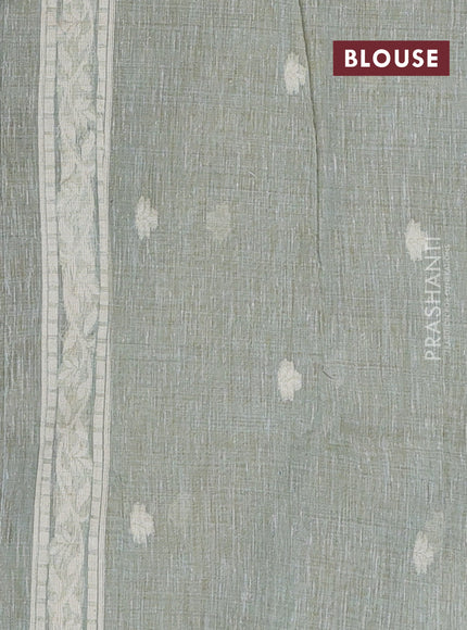 Jamdhani cotton saree pastel green with allover thread weaves and jamdhani pallu