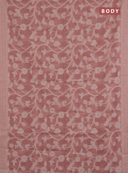 Jamdhani cotton saree pastel pink with allover thread weaves and jamdhani pallu
