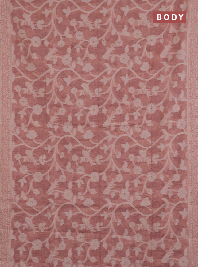 Jamdhani cotton saree pastel pink with allover thread weaves and jamdhani pallu
