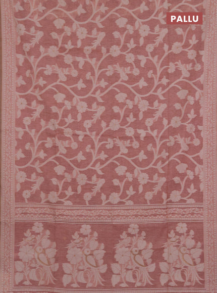 Jamdhani cotton saree pastel pink with allover thread weaves and jamdhani pallu