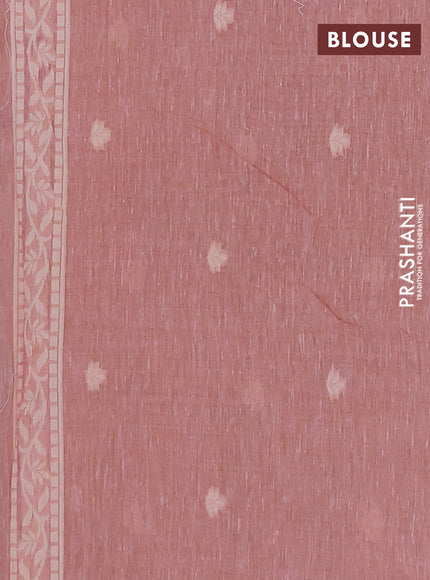 Jamdhani cotton saree pastel pink with allover thread weaves and jamdhani pallu
