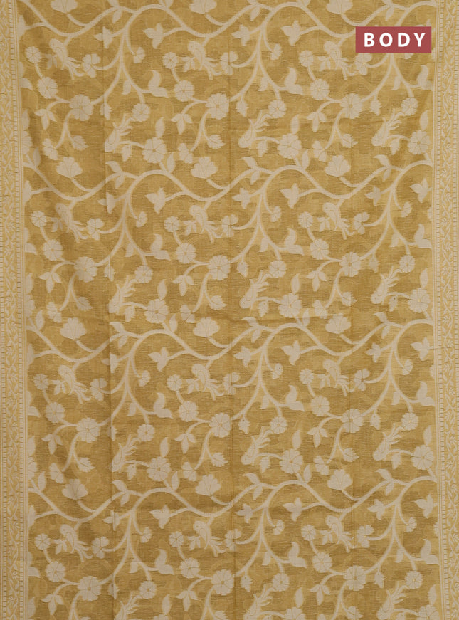 Jamdhani cotton saree sandal with allover thread weaves and jamdhani pallu