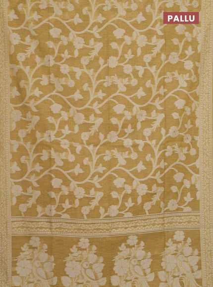 Jamdhani cotton saree sandal with allover thread weaves and jamdhani pallu