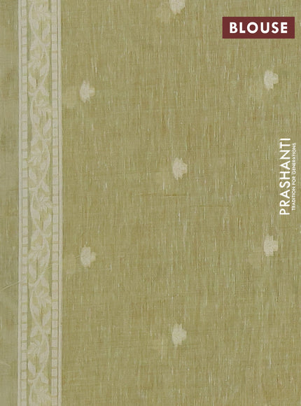 Jamdhani cotton saree pista green with allover thread weaves and jamdhani pallu