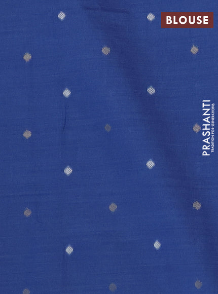 Jamdhani cotton saree blue with allover thread weaves and jamdhani pallu