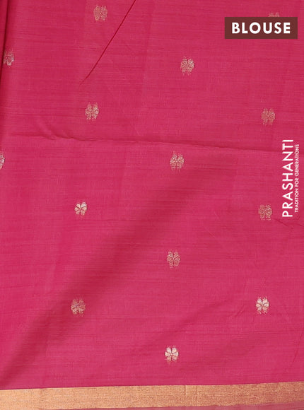 Jamdhani cotton saree cream and pink with allover self emboss thread woven buttas and jamdhani pallu