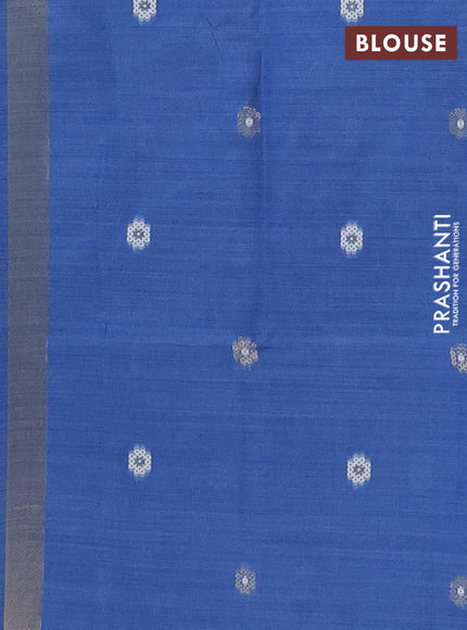 Jamdhani cotton saree blue with allover thread weaves and jamdhani pallu
