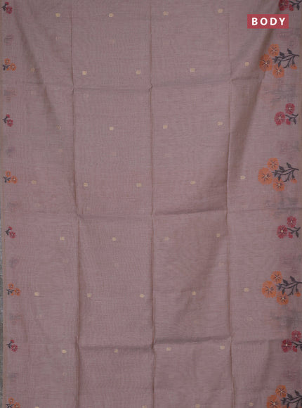 Jamdhani cotton saree beige and dark mustard with allover thread & zari woven buttas and jamdhani pallu