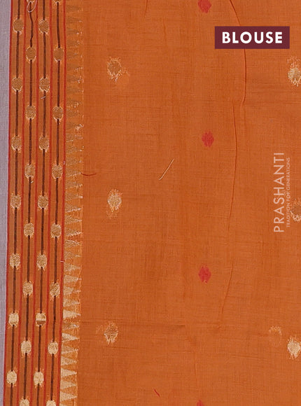 Jamdhani cotton saree beige and dark mustard with allover thread & zari woven buttas and jamdhani pallu