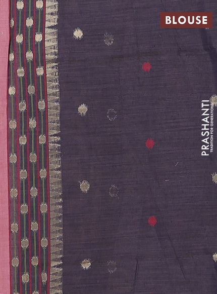 Jamdhani cotton saree pastel pink and navy blue with allover thread & zari woven buttas and jamdhani pallu