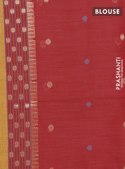 Jamdhani cotton saree mustard yellow and maroon with allover thread & zari woven buttas and jamdhani pallu