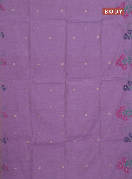 Jamdhani cotton saree lavender and pink with allover thread & zari woven buttas and jamdhani pallu