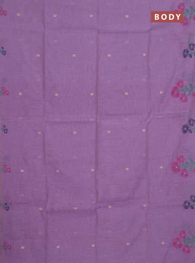 Jamdhani cotton saree lavender and pink with allover thread & zari woven buttas and jamdhani pallu