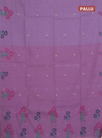 Jamdhani cotton saree lavender and pink with allover thread & zari woven buttas and jamdhani pallu