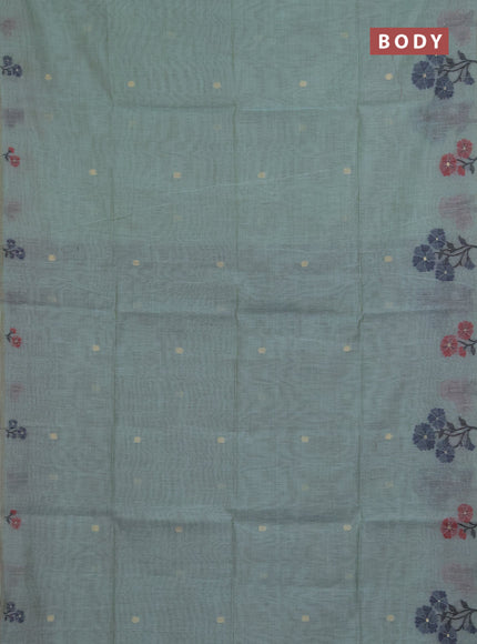 Jamdhani cotton saree teal green and navy blue with allover thread & zari woven buttas and jamdhani pallu