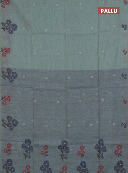 Jamdhani cotton saree teal green and navy blue with allover thread & zari woven buttas and jamdhani pallu