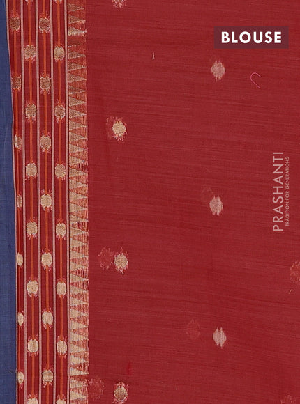 Jamdhani cotton saree greyish blue and red with allover thread & zari woven buttas and jamdhani pallu