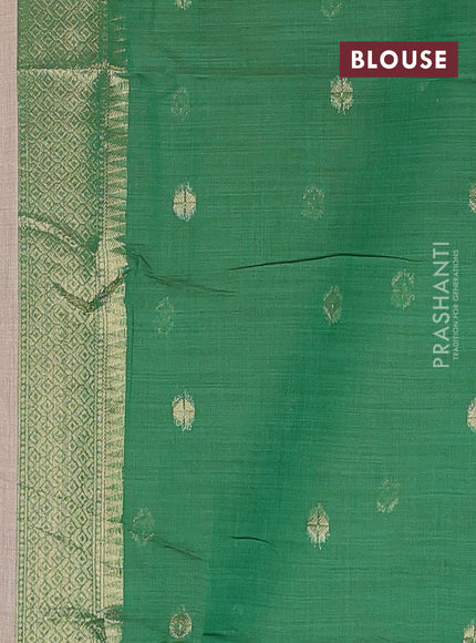 Jamdhani cotton saree beige and green with allover thread & zari woven buttas and jamdhani pallu