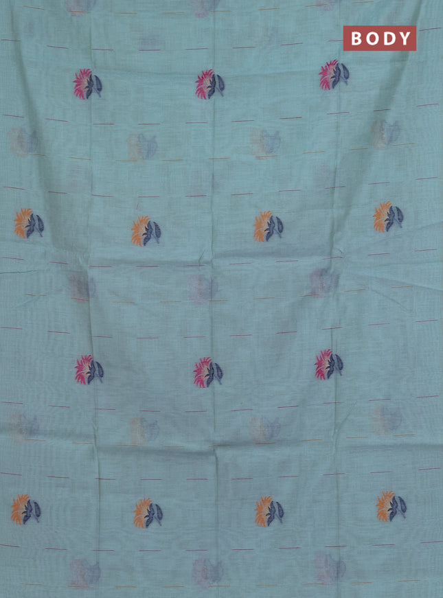 Jamdhani cotton saree teal shade and pink with allover thread & zari woven buttas and jamdhani pallu