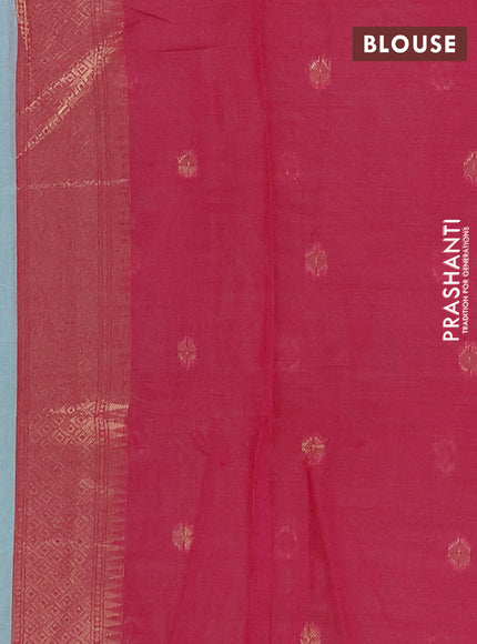 Jamdhani cotton saree teal shade and pink with allover thread & zari woven buttas and jamdhani pallu