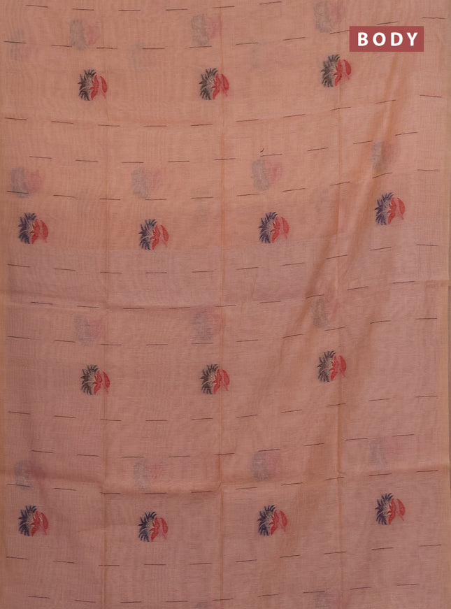 Jamdhani cotton saree peach shade and navy blue with allover thread & zari woven buttas and jamdhani pallu
