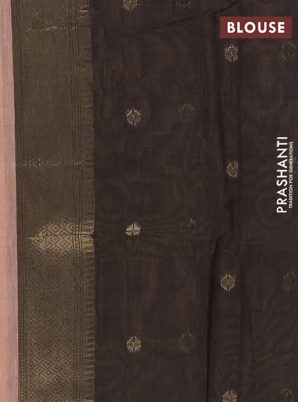 Jamdhani cotton saree peach shade and navy blue with allover thread & zari woven buttas and jamdhani pallu
