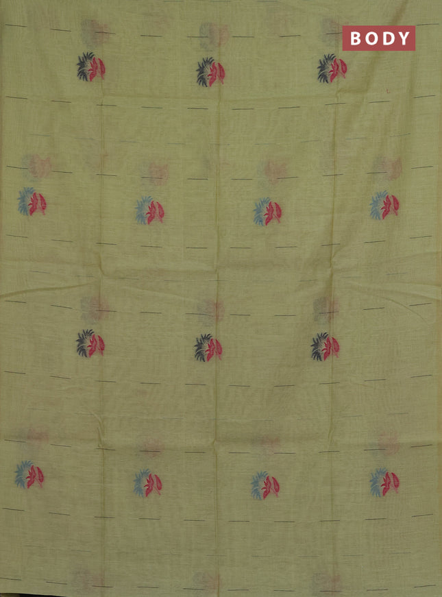 Jamdhani cotton saree pista green and navy blue with allover thread & zari woven buttas and jamdhani pallu