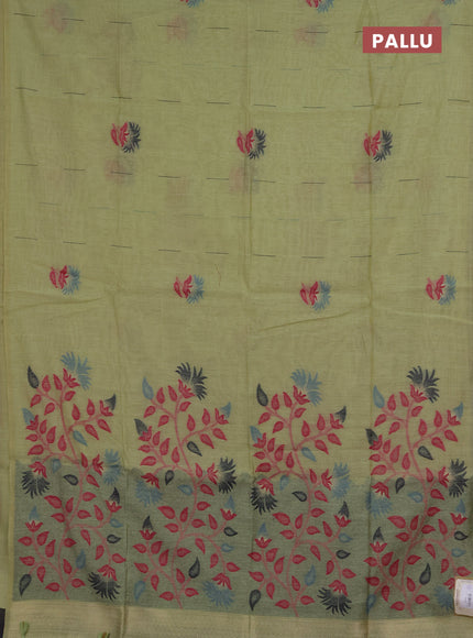 Jamdhani cotton saree pista green and navy blue with allover thread & zari woven buttas and jamdhani pallu