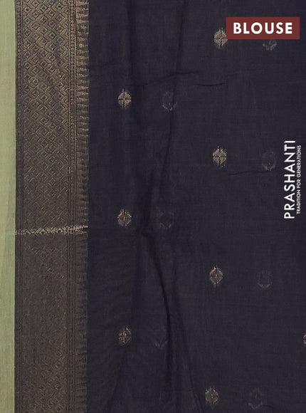 Jamdhani cotton saree pista green and navy blue with allover thread & zari woven buttas and jamdhani pallu