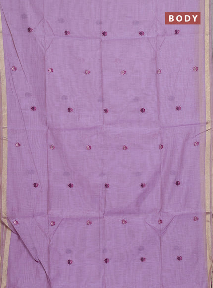 Jamdhani cotton saree lavender with allover thread woven buttas and jamdhani pallu