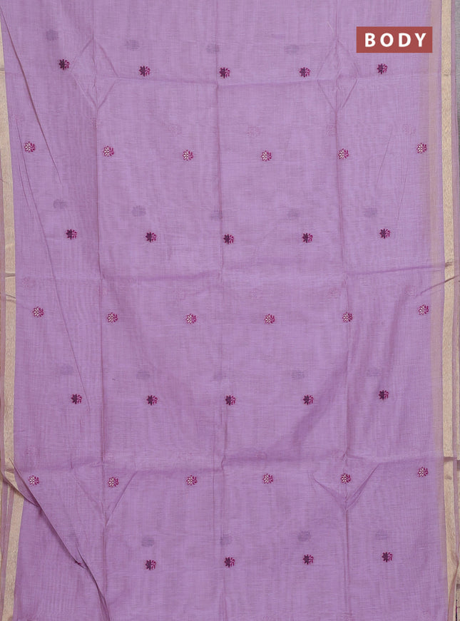 Jamdhani cotton saree lavender with allover thread woven buttas and jamdhani pallu