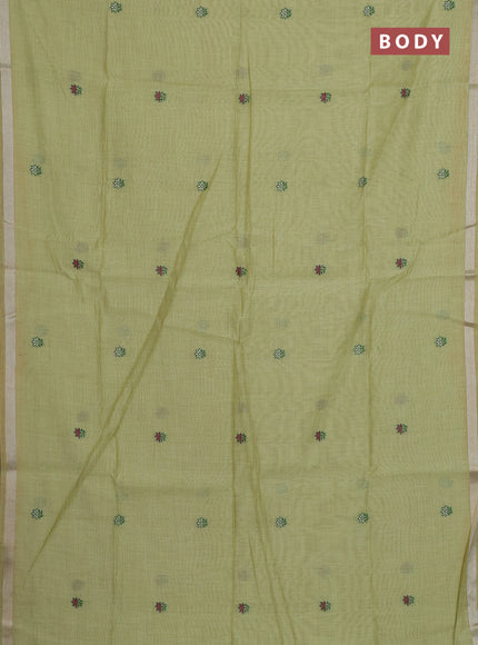 Jamdhani cotton saree pista green with allover thread woven buttas and jamdhani pallu