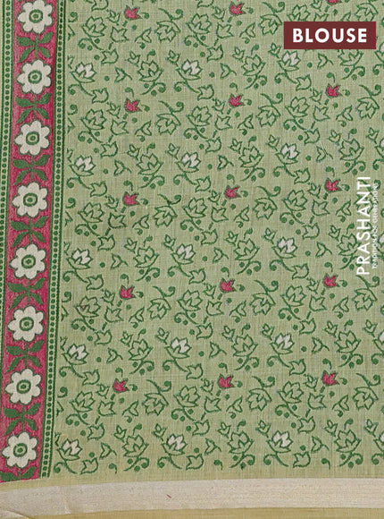 Jamdhani cotton saree pista green with allover thread woven buttas and jamdhani pallu