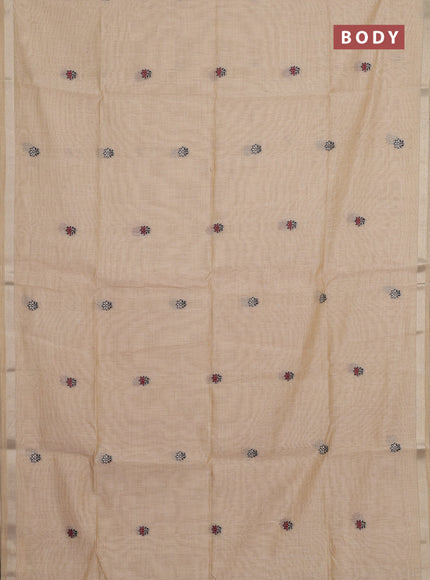 Jamdhani cotton saree beige with allover thread woven buttas and jamdhani pallu