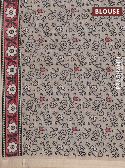 Jamdhani cotton saree beige with allover thread woven buttas and jamdhani pallu