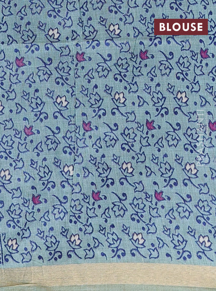 Jamdhani cotton saree teal blue with allover thread woven buttas and jamdhani pallu