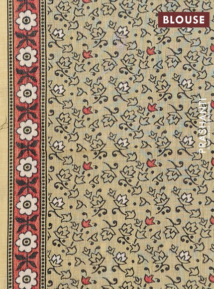 Jamdhani cotton saree pale yellow with allover thread woven buttas and jamdhani pallu