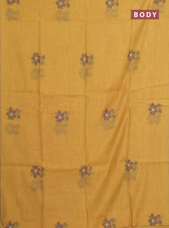 Jamdhani cotton saree sandal with allover thread woven buttas and jamdhani pallu